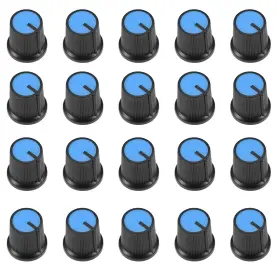Zaplyte 714998372765 20pcs Plastic Potentiometer Volume Control Rotary Knob Knurled Shaft Hole Blue