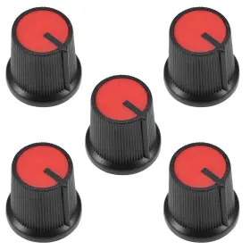 Zaplyte 714998372802 5 X Plastic Potentiometer Volume Control Rotary Knob Knurled Shaft Hole Red