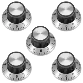 Zaplyte 714998373007 5pcs 24x14mm Aluminium Alloy Potentiometer Rotary Knob Cap Type Silver Tone