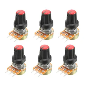 Zaplyte 714998456588 6pcs 5k Variable Resistors Single Turn Carbon Film Taper Potentiometer W Knob