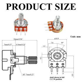 769638503443 ZOVFAM Potentiometer Knurled Shaft Linea Kit #2