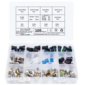 Zovfam Xxdwj3296w105p Potentiometer Kit 1k Ohm-100k Ohm Green Red Orange Blue White