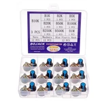 Bojack 10 Values 12 Pcs B1k-b1m Ohm Knurled Shaft 3 Terminals Linear Taper.... Fixed Price $12.66.