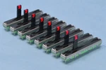 8 Tt/bi 2-gang Linear 10 Kilohms 45mm Slide Potentiometers W/ Red Leds & Dust Co. Fixed Price $19.95.
