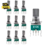10pcs Rk097 B10k Precision Vertical Single-gang Potentiometer, 15mm Shaft, 3-pin. Fixed Price $18.40.