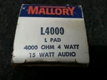 Mallory L4000 4000 Ohm 4 Watt / 15 Audio Potentiometer Control Nos. Fixed Price $25.00.