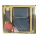Vintage Matching Blue Cigarette Case Lighter Pen Set Taiwan Faux Leather Nos. Fixed Price $22.00.