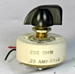 Memcor Rheostat Resistor 200 Ohms, 25 Watt, 0.35 Amp, + Knob, Fan Speed Control. Fixed Price $15.00.