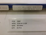 3339-w-1-104 Bourns 3339-w-001-104 Res Trimmer 100kohm 0.5w Thru Hole 12 Pieces. Fixed Price $14.40.