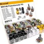 80pcs Potentiometer Kit, Wh148 B5k, B10k, B20k, B50k, B100k 3-pin Single Link 15. Fixed Price $49.30.